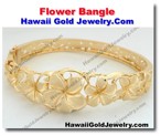 Hawaiian Flower Bangle - Hawaii Gold Jewelry