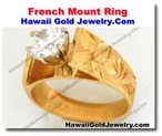 Hawaiian French Mount Ring - Hawaii Gold Jewelry