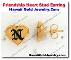 Hawaiian Friendship Heart Stud Earring - Hawaii Gold Jewelry
