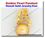 Hawaiian Golden Pearl Pendant - Hawaii Gold Jewelry