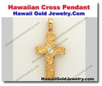 Hawaiian Hawaiian Cross Pendant - Hawaii Gold Jewelry