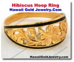 Hawaiian Hibiscus Hoop Ring - Hawaii Gold Jewelry