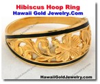 Hawaiian Hibiscus Hoop Ring - Hawaii Gold Jewelry