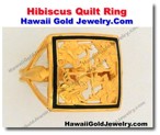 Hawaiian Hibiscus Quilt Ring - Hawaii Gold Jewelry