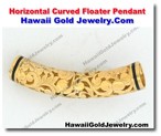 Hawaiian Horizontal Curved Floater Pendant - Hawaii Gold Jewelry