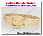 Hawaiian Ladies Bangle Watch - Hawaii Gold Jewelry