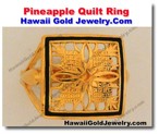 Hawaiian Pineapple Quilt Ring - Hawaii Gold Jewelry