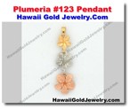 Hawaiian Plumeria #123 Pendant - Hawaii Gold Jewelry