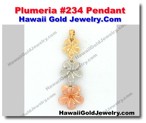 Hawaiian Plumeria #234 Pendant - Hawaii Gold Jewelry
