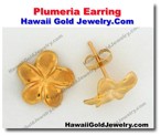 Hawaiian Plumeria Earring - Hawaii Gold Jewelry