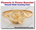 Hawaiian Plumeria & Flower Bracelet - Hawaii Gold Jewelry