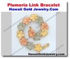 Hawaiian Plumeria Link Bracelet - Hawaii Gold Jewelry