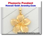 Hawaiian Plumeria Pendant - Hawaii Gold Jewelry