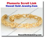 Hawaiian Plumeria Scroll Link - Hawaii Gold Jewelry