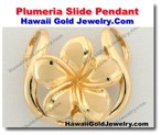 Hawaiian Plumeria Slide Pendant - Hawaii Gold Jewelry