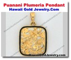 Hawaiian Puanani Plumeria Pendant - Hawaii Gold Jewelry