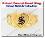 Hawaiian Raised Enamel Heart Ring - Hawaii Gold Jewelry