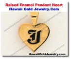 Hawaiian Raised Enamel Pendant Heart - Hawaii Gold Jewelry