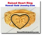 Hawaiian Raised Heart Ring - Hawaii Gold Jewelry