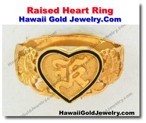 Hawaiian Raised Heart Ring - Hawaii Gold Jewelry