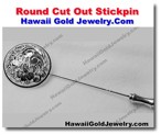 Hawaiian Round Cut Out Stickpin - Hawaii Gold Jewelry