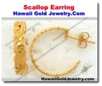 Hawaiian Scallop Earring - Hawaii Gold Jewelry