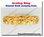 Hawaiian Scallop Ring - Hawaii Gold Jewelry