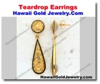 Hawaiian Teardrop Earrings - Hawaii Gold Jewelry