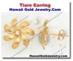 Hawaiian Tiare Earring - Hawaii Gold Jewelry