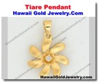 Hawaiian Tiare Pendant - Hawaii Gold Jewelry