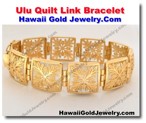 Hawaiian Ulu Quilt Link Bracelet - Hawaii Gold Jewelry