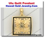 Hawaiian Ulu Quilt Pendant - Hawaii Gold Jewelry