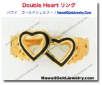 Double Heart リング　 - ハワイアン　ゴールドジュエリー