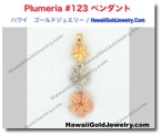 Plumeria #123 ペンダント - ハワイアン　ゴールドジュエリー