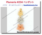 Plumeria #234 ペンダント - ハワイアン　ゴールドジュエリー