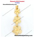 Plumeria #123 Pendant 11x33mm  - Hawaiian Gold Jewelry