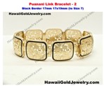 Puanani Link Bracelet Black Border 2 17mm 17x19mm (to Size 7) - Hawaiian Gold Jewelry