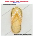 Slipper Pendant w/9 pt Diamond strap 6x14mm Small - Hawaiian Gold Jewelry