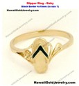 Slipper Ring Black Border Baby 4x10mm (to sz 7) - Hawaiian Gold Jewelry