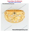 Flower Ring Plain Border #5 w/Diamond 15mm (to sz 8) - Hawaiian Gold Jewelry