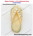 Slipper Pendant w/11 pt Diamond strap 7x18mm Medium - Hawaiian Gold Jewelry
