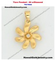 Tiare Pendant #4 w/Diamond 14x14mm  - Hawaiian Gold Jewelry